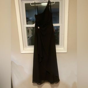 Mori Lee by Medeline Gardner Classic One Shoulder Black Floor Length Gown